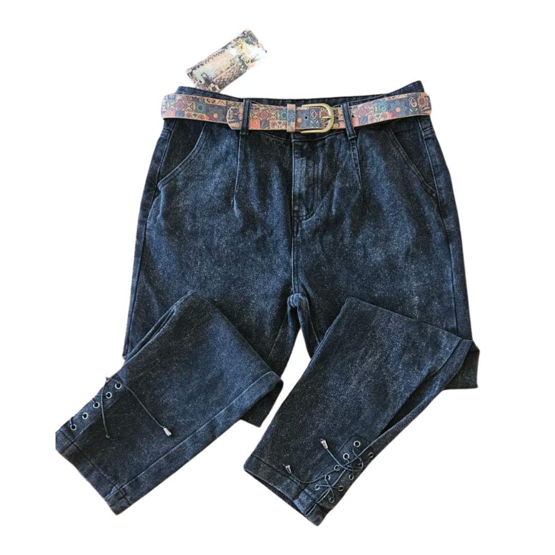 Pantalon estilo MOM para damas en jean de calidad-0