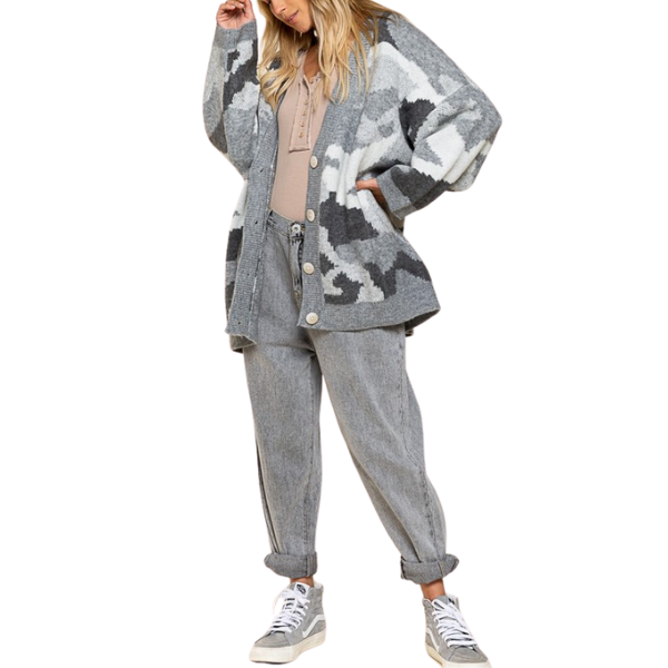 Sweater Vale Gris Abierto Estilo Oversize Camuflado-0