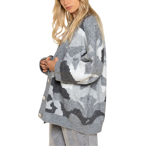 Sweater Vale Gris Abierto Estilo Oversize Camuflado-1