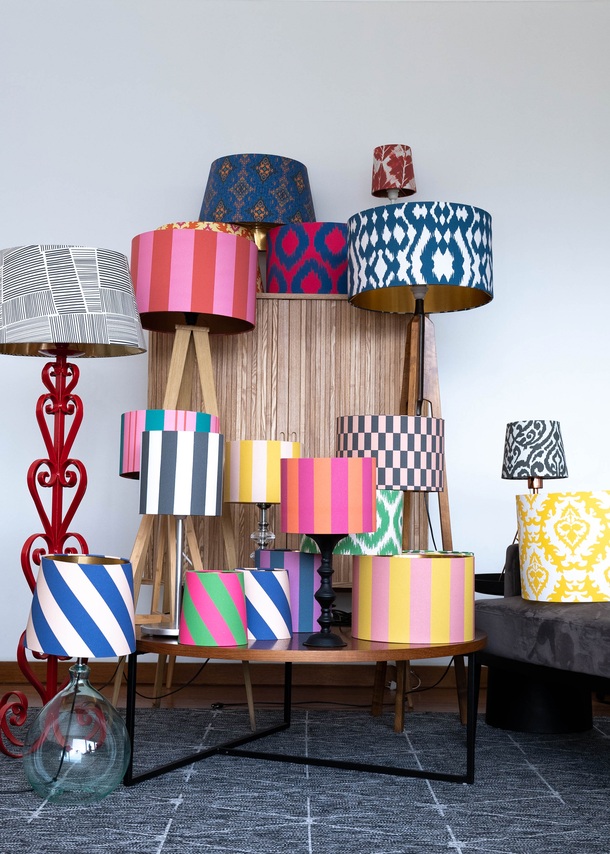 Pantalla de lámpara modelo Roma / Tela algodón estampada-2