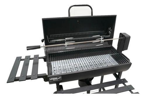 Parrilla a Carbon BBQ con Espiedo Giratorio, Tapa Ventilada y Ruedas Umbrella Grill-2
