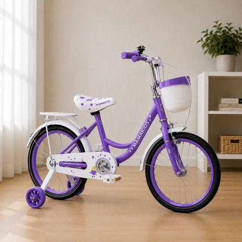 Bicicleta Infantil Aro 16 Niña Morado con Rueditas de Aprendizaje, Canasto y Botellón-4
