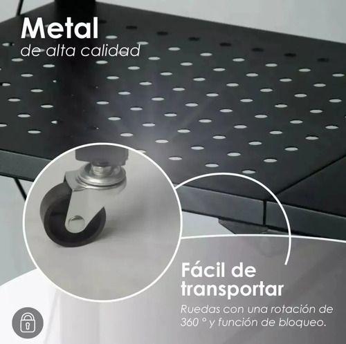 Estanteria Metalica Plegable 5 Niveles con Ruedas 163x72x34 cm Negra-4