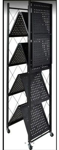 Estanteria Metalica Plegable 5 Niveles con Ruedas 163x72x34 cm Negra-5