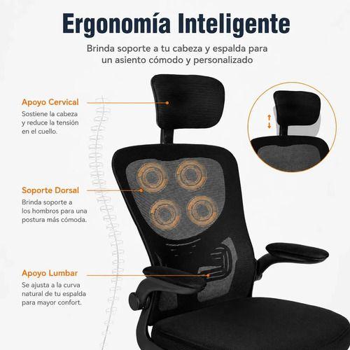 Silla de Oficina Ergonomica NR-Lite Premium con Apoyacabeza y Apoyabrazos Regulables-2
