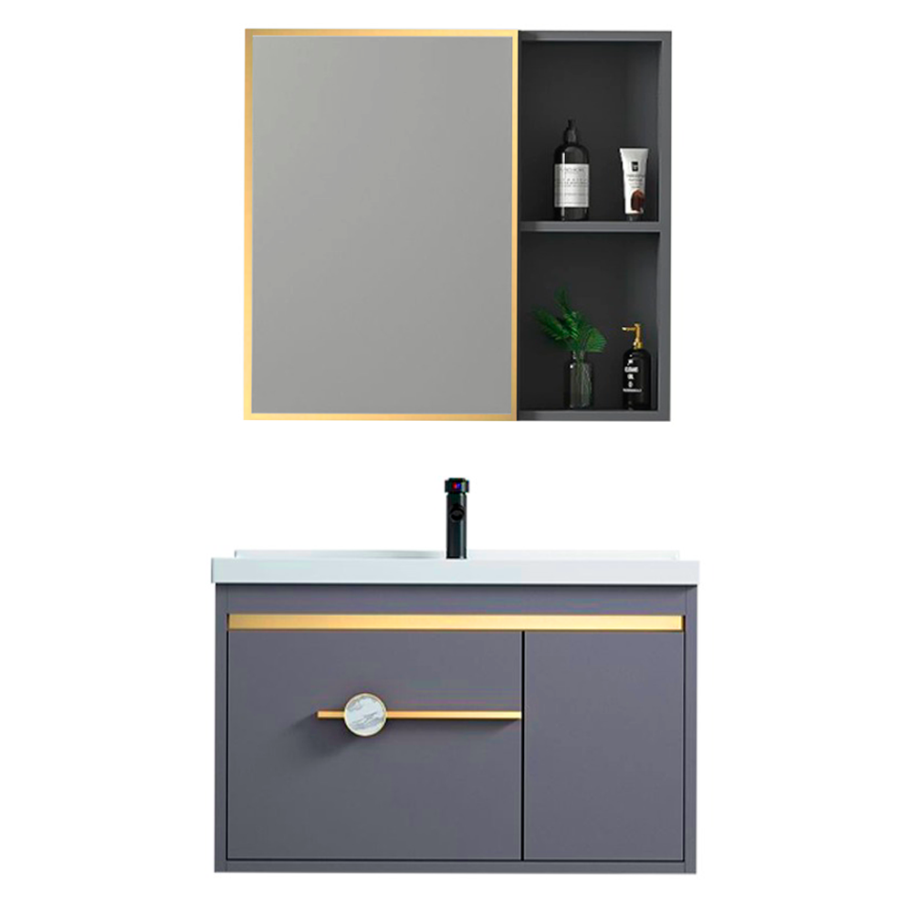 VANITORIO LAVAMANOS 80 CM ANCHO CON GRIFERIA Y MUEBLE ESPEJO 1036B-1