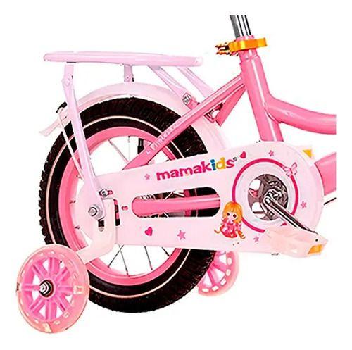 Bicicleta Infantil Aro 12 Niña Rosado con Rueditas de Aprendizaje, Canasto y Botellón-2