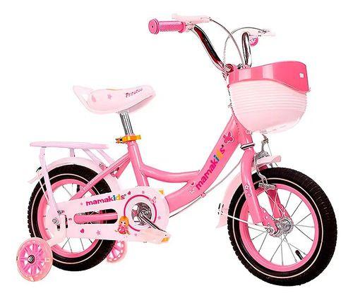 Bicicleta Infantil Aro 12 Niña Rosado con Rueditas de Aprendizaje, Canasto y Botellón-3