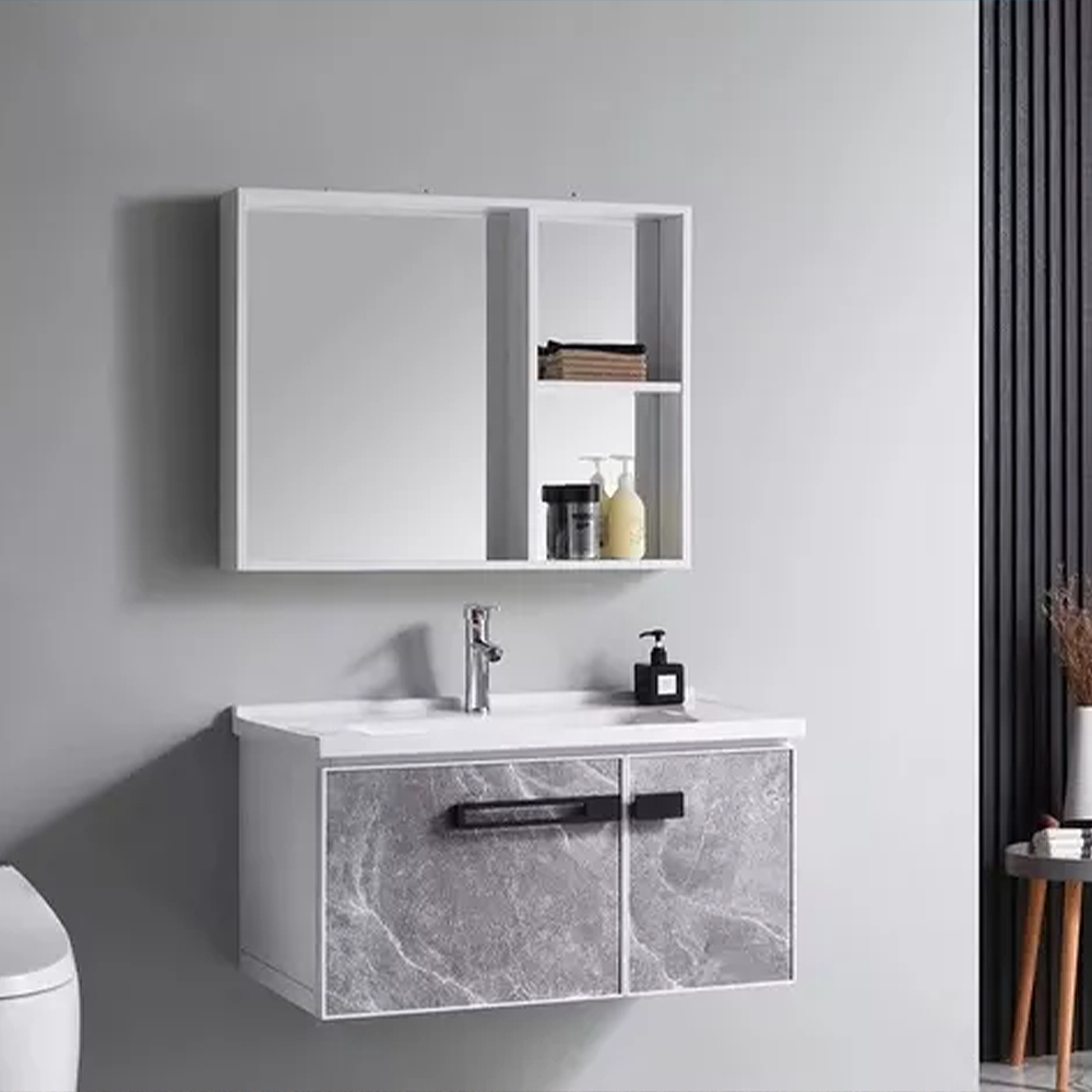 VANITORIO LAVAMANOS 60 CM ANCHO CON GRIFERIA Y MUEBLE ESPEJO BLANCO-0