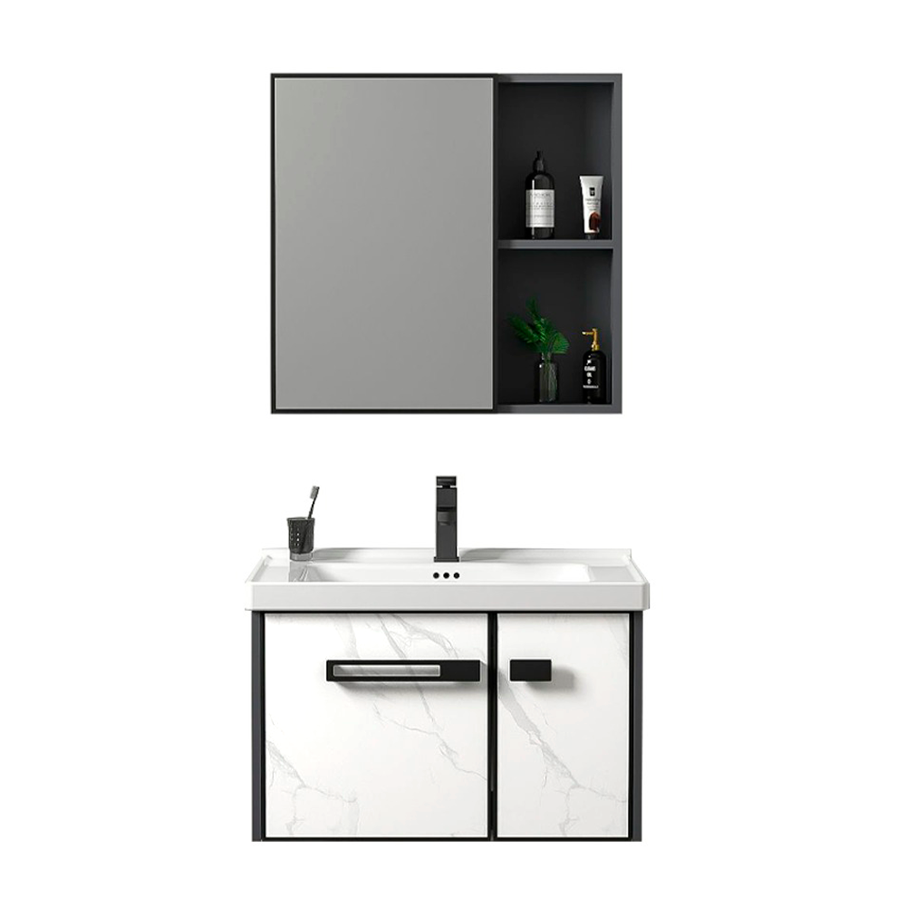 VANITORIO LAVAMANOS 60 CM ANCHO CON GRIFERIA Y MUEBLE ESPEJO BLANCO-2