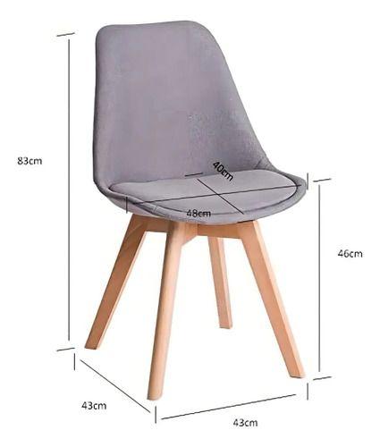 Silla de Comedor Eames Acolchada Negra con Patas de Madera-3