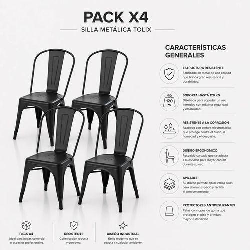 Pack 4 Silla Tolix Basic Negro Mate-4