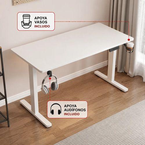 Escritorio Electrico Regulable en Altura 140x60 cm Blanco Motor Silencioso-2
