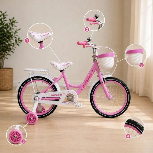 Bicicleta Infantil Aro 16 Niña Rosado con Rueditas de Aprendizaje, Canasto y Botellón-6