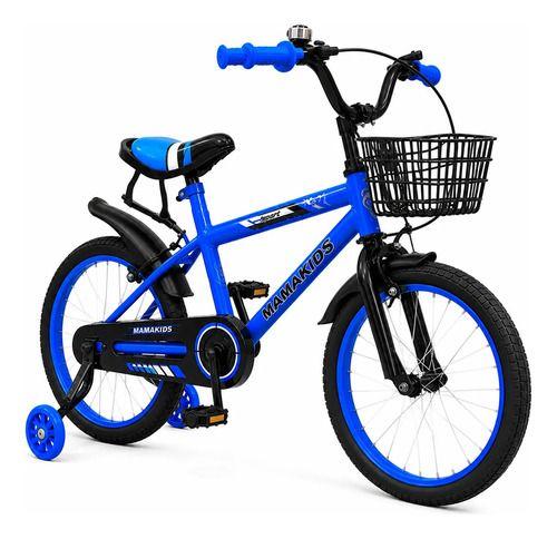 Bicicleta Infantil Aro 14 Niño Azul con Rueditas de Aprendizaje, Canasto y Botellón-4