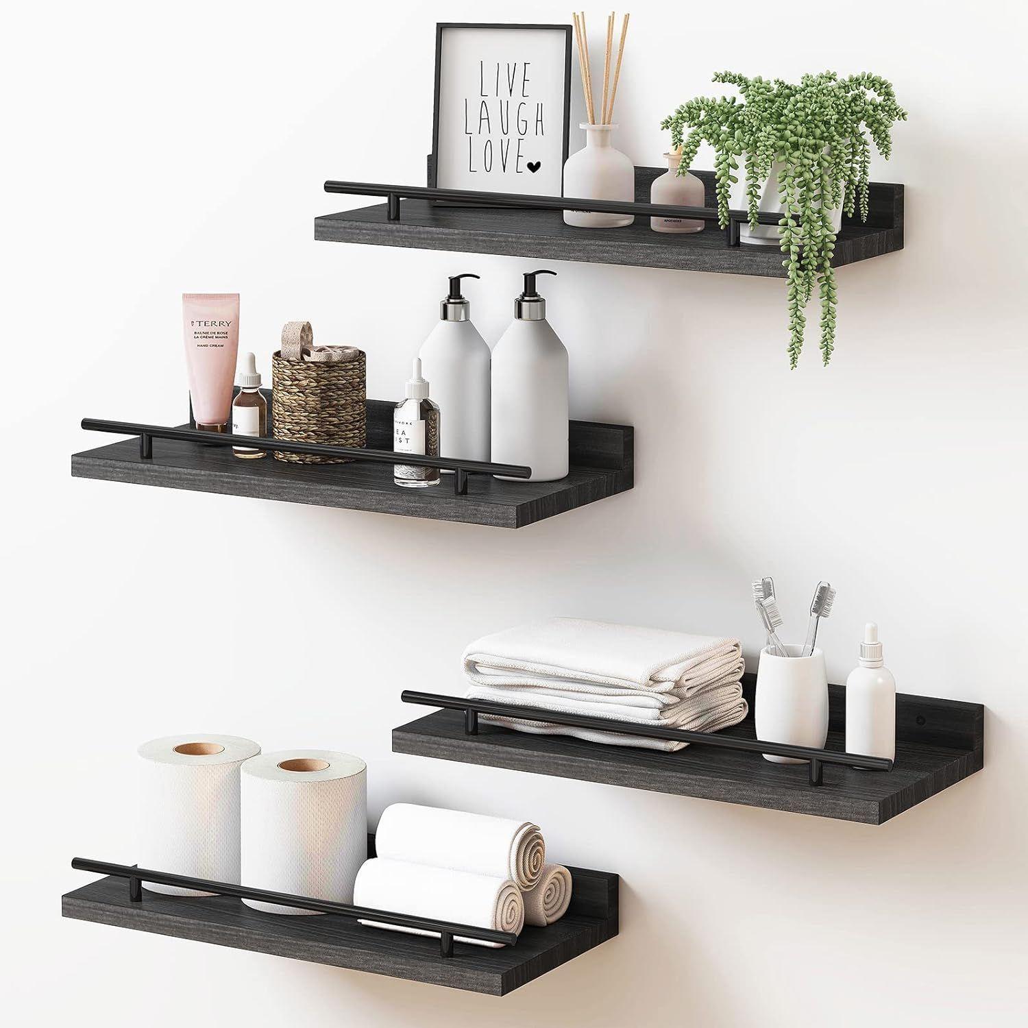 Repisas Flotantes De Madera Multipropósito Kit X4 Nano0103-2