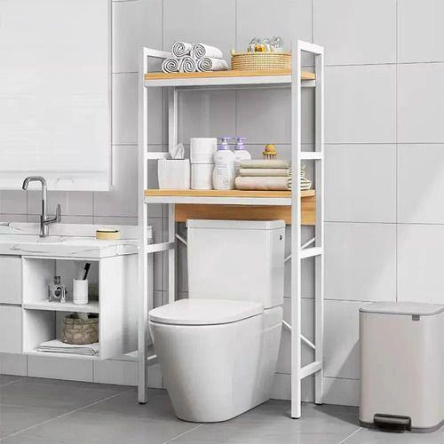 Organizador de Bano 2 Niveles de Madera y Metal Blanco-2