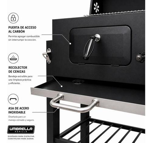 Parrilla a Carbón BBQ Heavy Duty Ruedas y bandeja Umbrella Grill-2