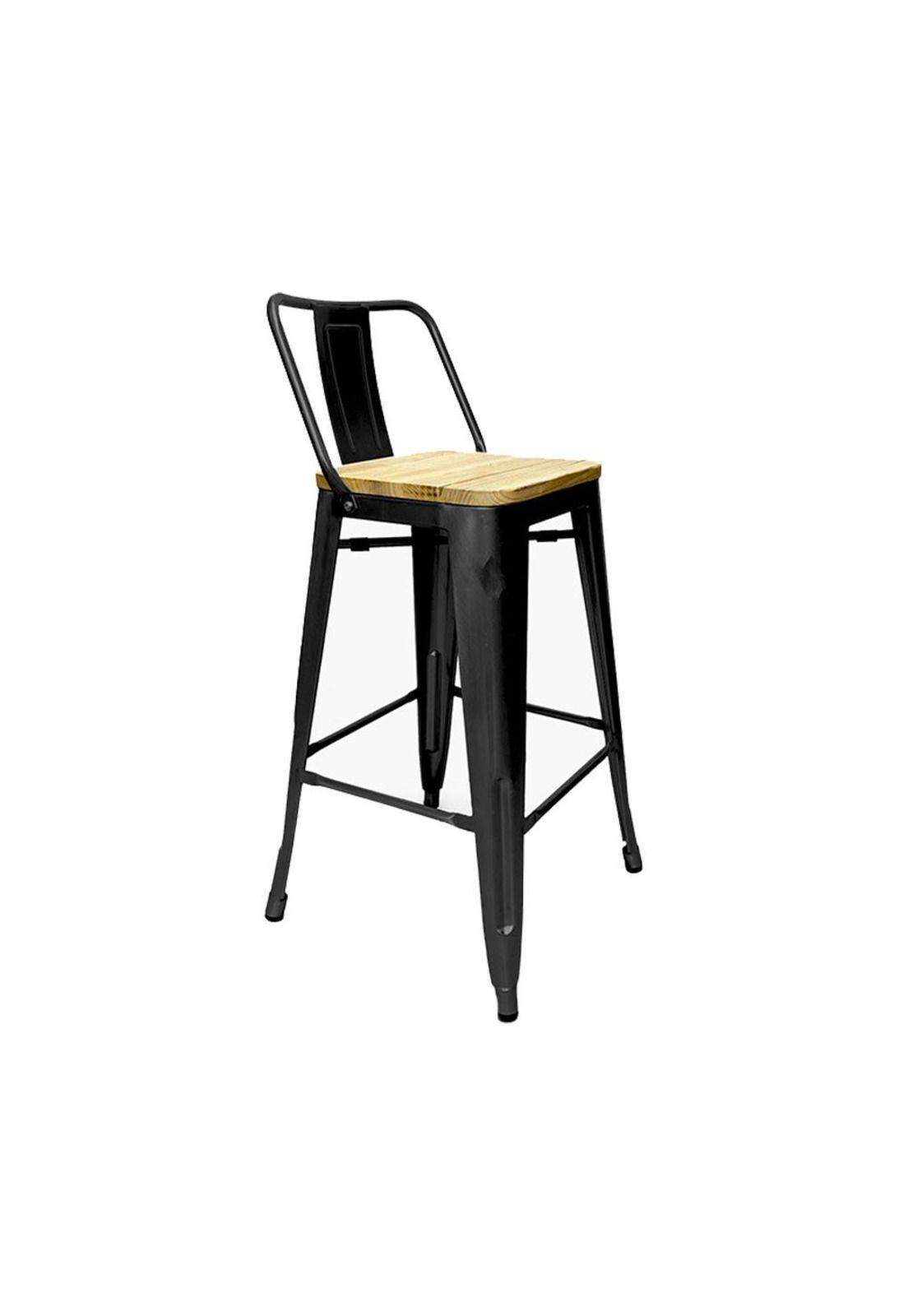 Pack 4 Taburete Piso Bar Tolix 75 Cm Asiento Madera-1