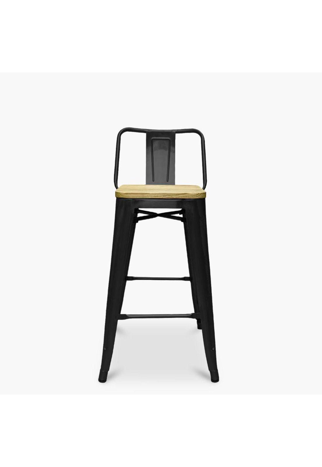 Pack 4 Taburete Piso Bar Tolix 75 Cm Asiento Madera-2