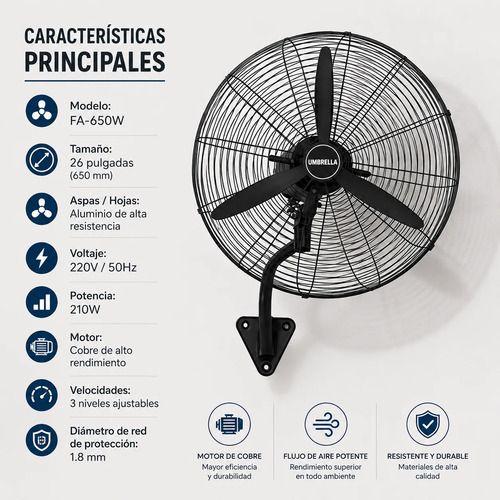 Ventilador Industrial De Pared 3 Velocidades 26” MOTOR COBRE-2