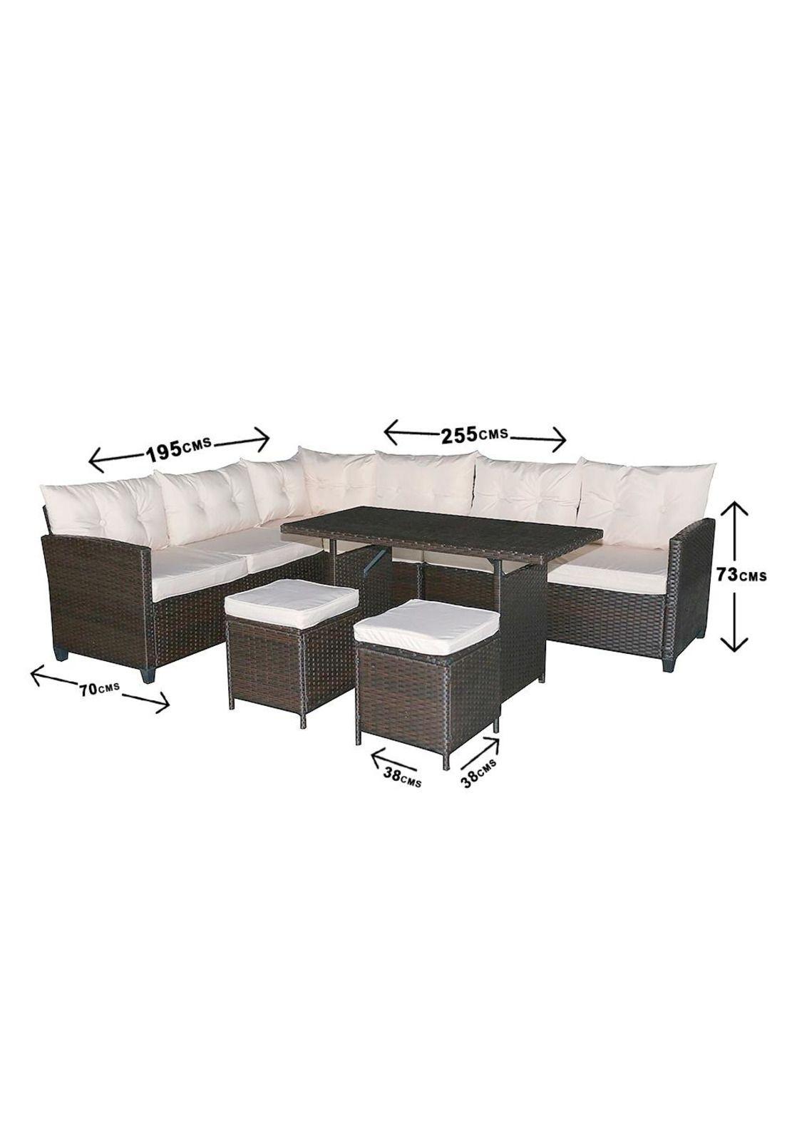 Comedor de Terraza ratn pvc tela crema premium-1