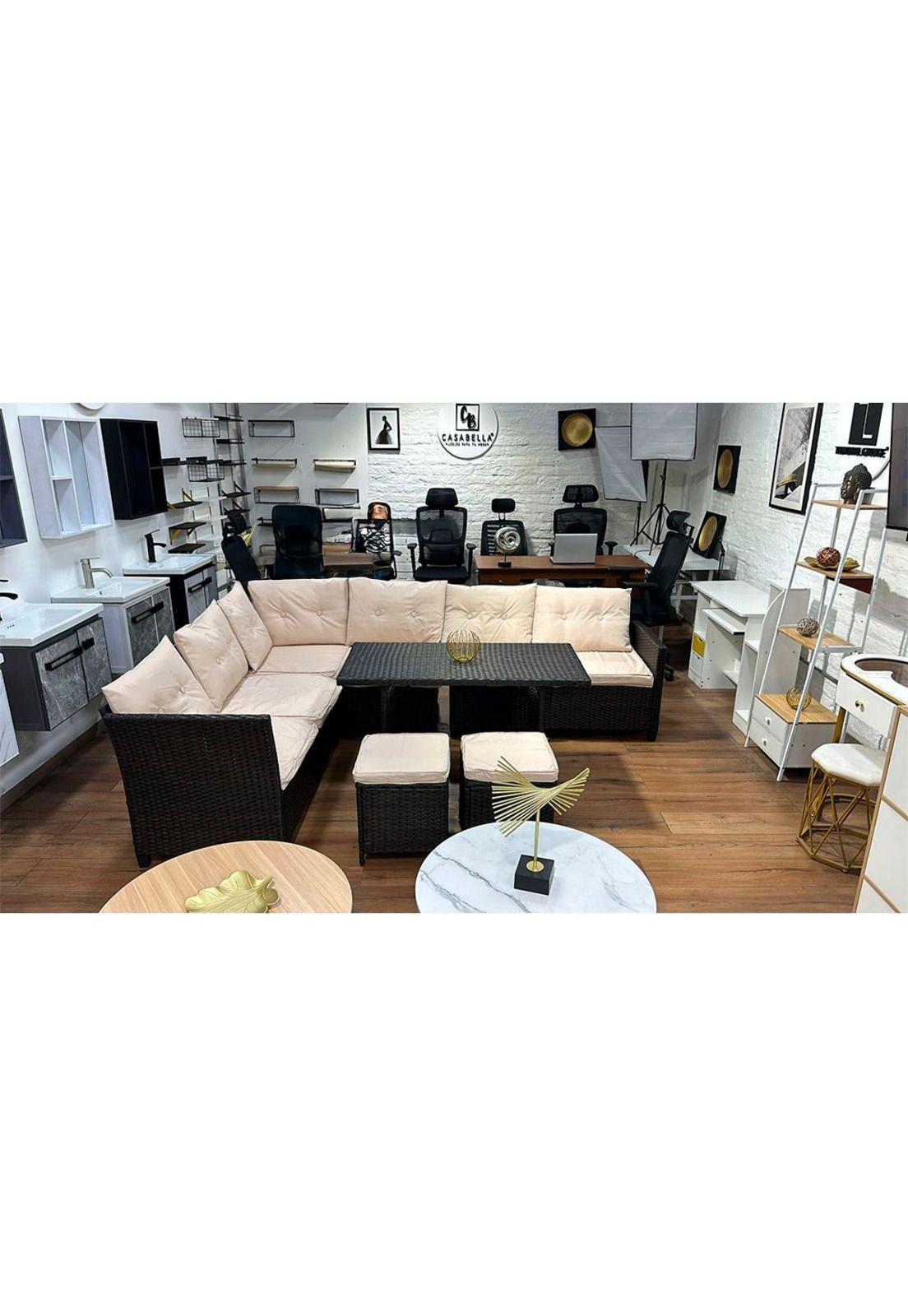 Comedor de Terraza ratn pvc tela crema premium-2