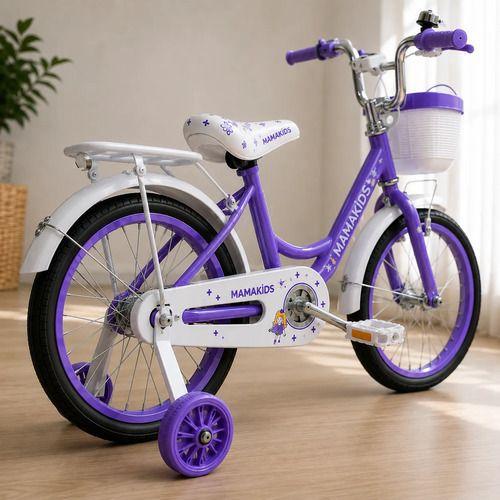 Bicicleta Infantil Aro 12 Niña Morado con Rueditas de Aprendizaje, Canasto y Botellón-2