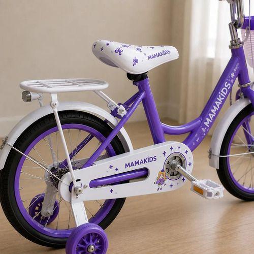 Bicicleta Infantil Aro 14 Niña Morado con Rueditas de Aprendizaje, Canasto y Botellón-3