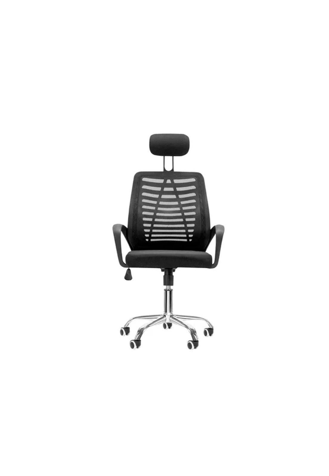 SILLA OFICINA ERGONOMICA CON APOYACABEZA NEGRA BASIC-2