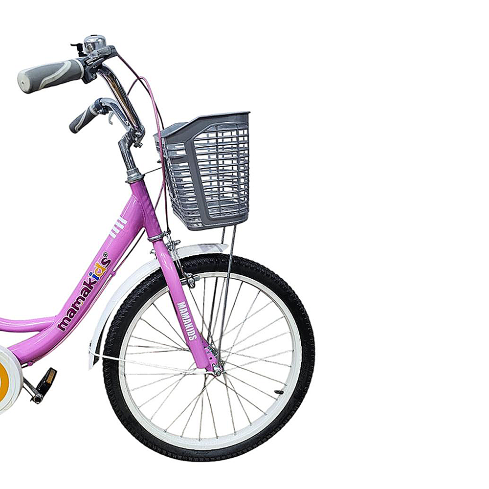 Bicicleta Infantil Aro 20 Niña Rosado con Rueditas de Aprendizaje, Canasto y Botellón-5