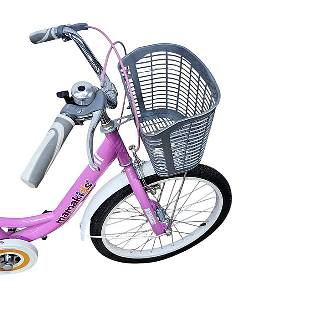 Bicicleta Infantil Aro 20 Niña Rosado con Rueditas de Aprendizaje, Canasto y Botellón-6