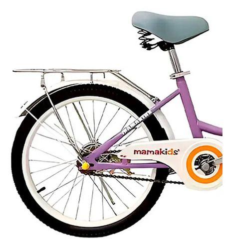 Bicicleta Infantil Aro 20 Nina Morado con Rueditas de Aprendizaje, Canasto y Botellon-2
