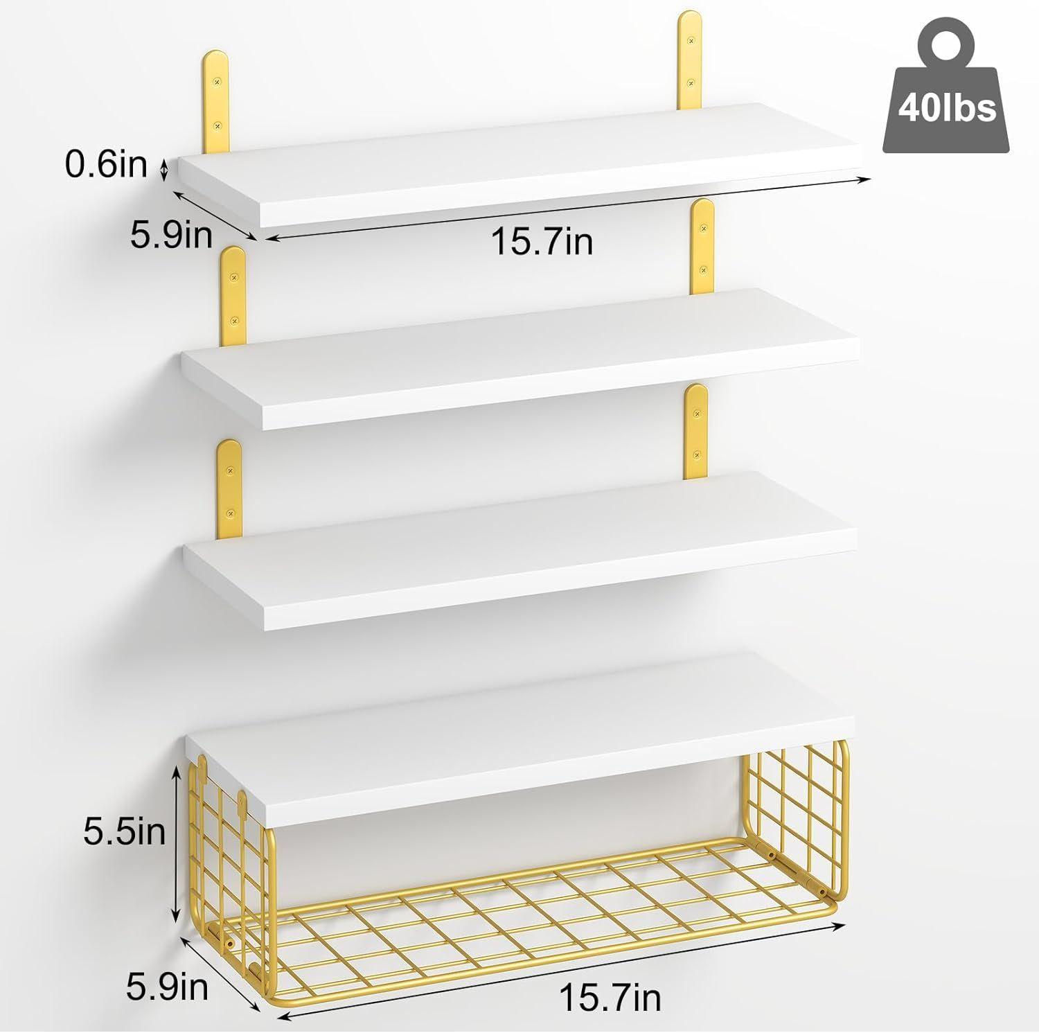 Repisas Flotantes Madera Multipropósito Kit X4 Dorado 210-1