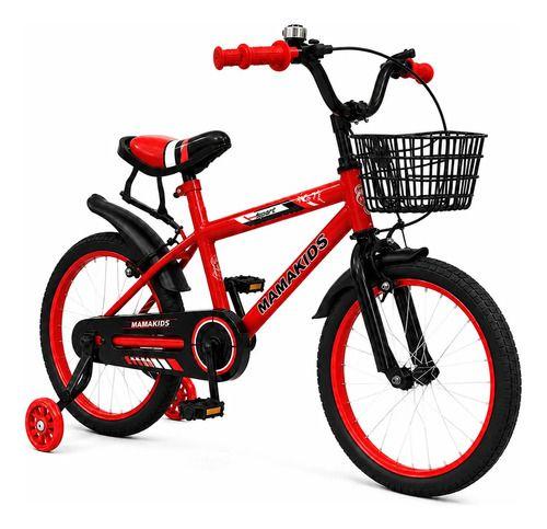 Bicicleta Infantil Aro 18 Niño Rojo con Rueditas de Aprendizaje, Canasto y Botellón-4
