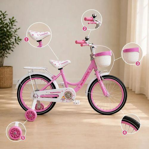 Bicicleta Infantil Aro 14 Niña Rosado con Rueditas de Aprendizaje, Canasto y Botellón-2