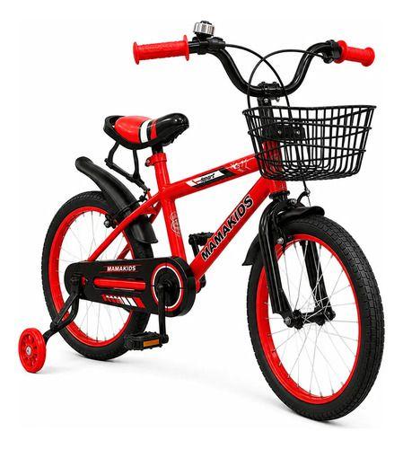 Bicicleta Infantil Aro 14 Nino Rojo con Rueditas de Aprendizaje, Canasto y Botellon-5