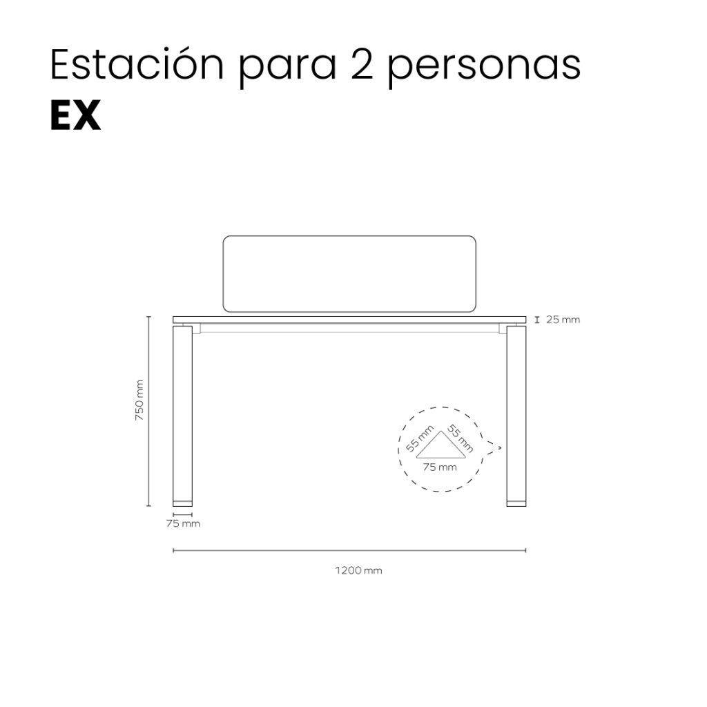 Escritorio y Mesa de trabajo Bench Ex 2 BLANCO GRIS-3