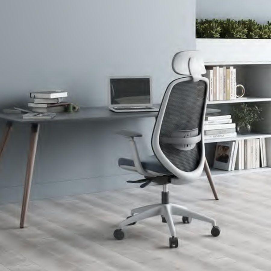 silla profesional Budi Gris con cabecero-2