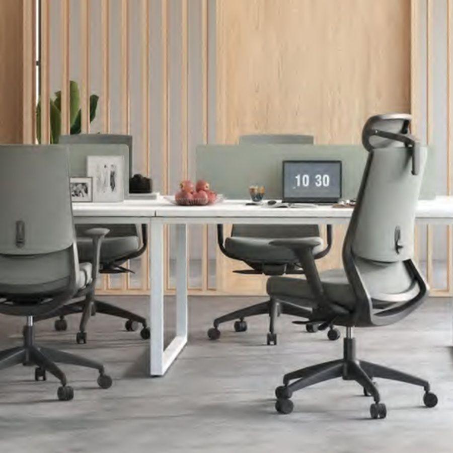 Silla Profesional Ness gris malla coral con cabecero-2