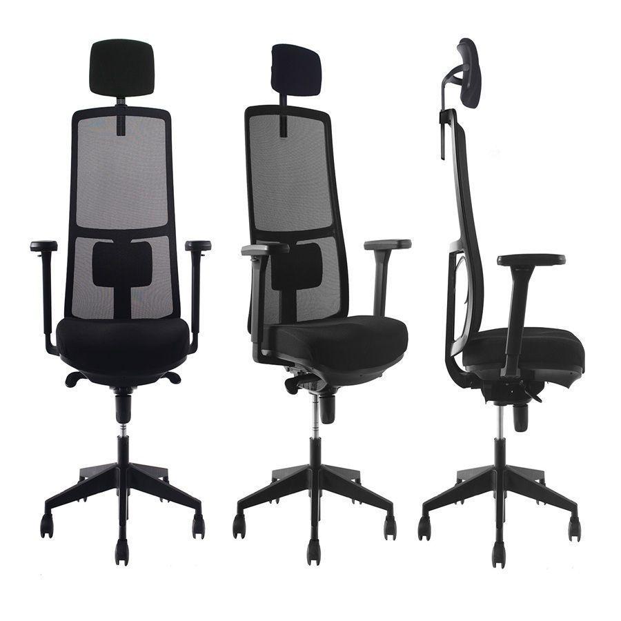 Silla profesional Tela con base cromada y cabecero-2
