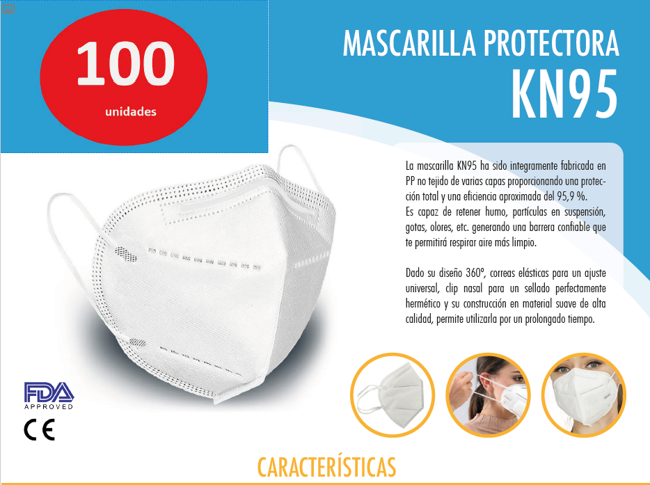 Pack 100 mascarillas n95 / kn95 s-0