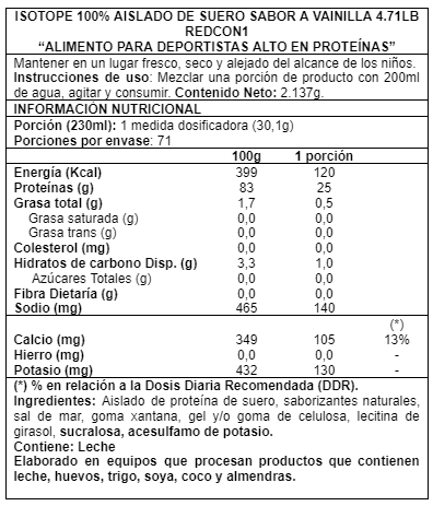 Isotope Whey Protein Isolate 5lbs Vainilla - Redcon1-1