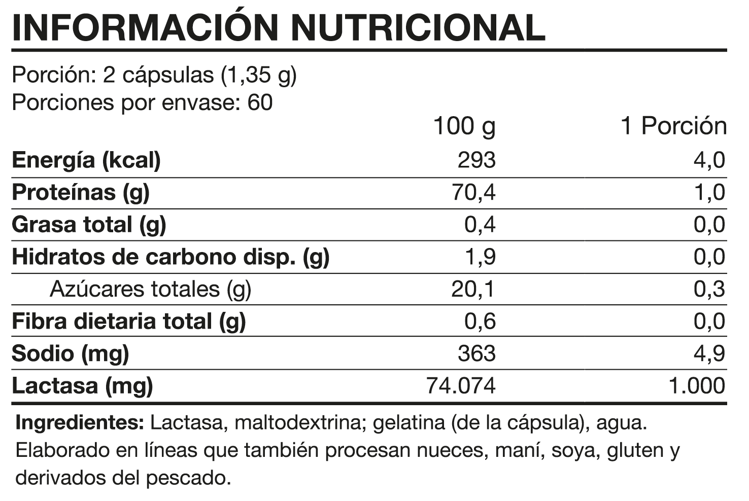 Lactase Enzyme 1000mg 120 Caps - Foodtech-1