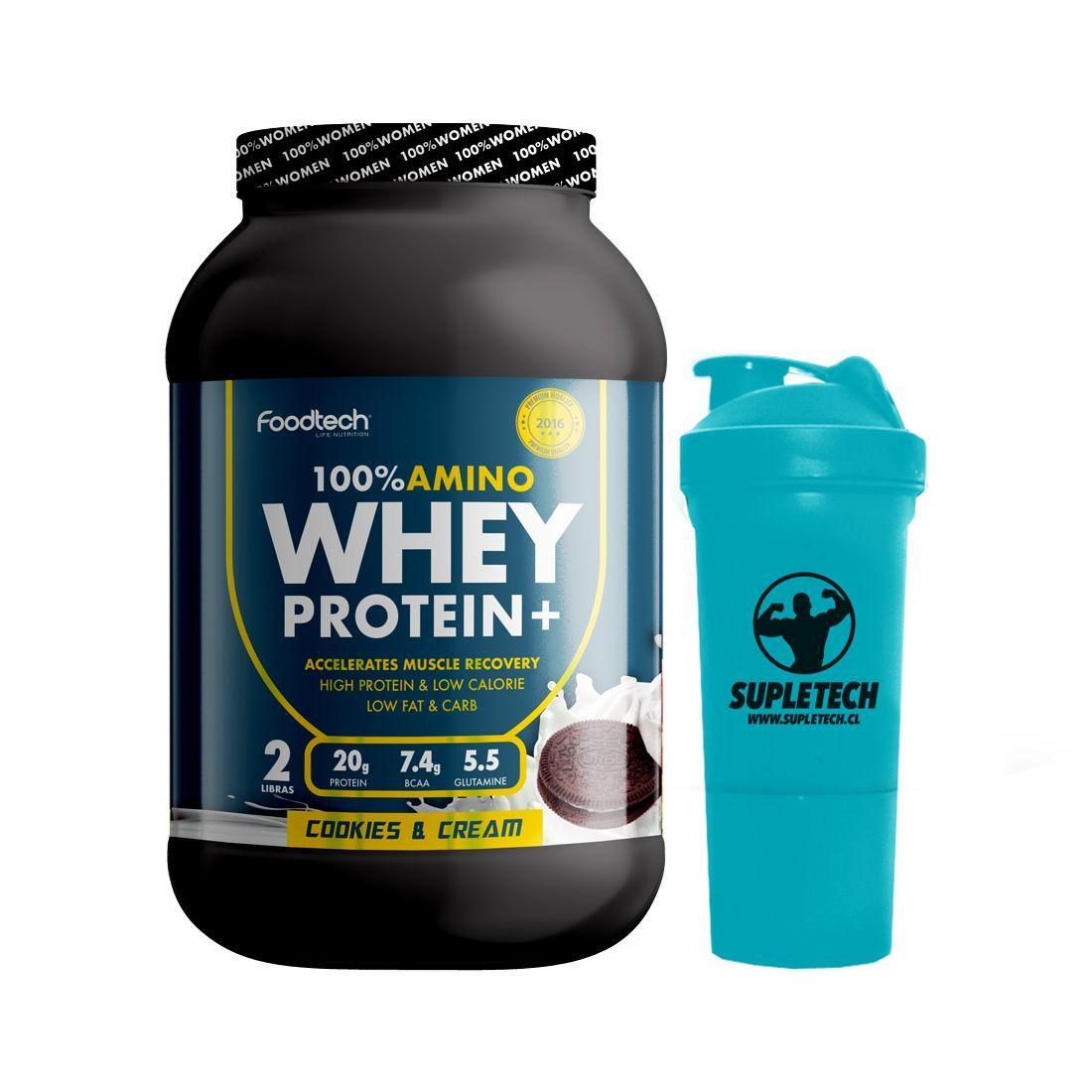 100% Amino Whey Protein 2 lb -Foodtech CookiesCream+Shaker B-0