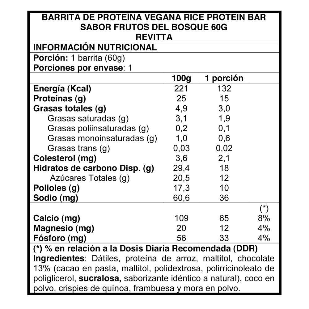 16 barras Proteína Vegana Rice Protein 60g Frutos del Bosque-1