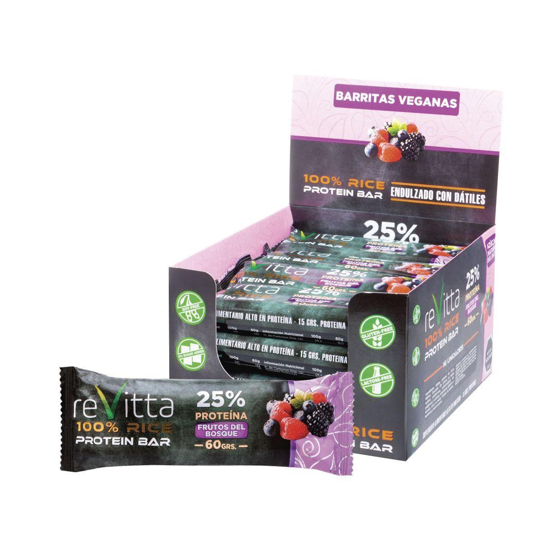 16 barras Proteína Vegana Rice Protein 60g Frutos del Bosque-0