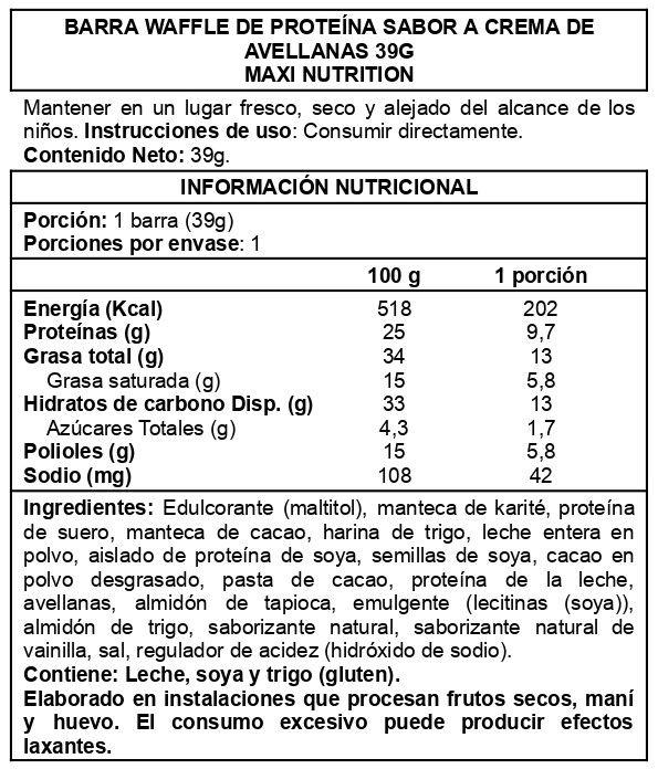 Caja Waffle Bar 12 Unid Hazelnut Spread - Maxi Nutrition-1