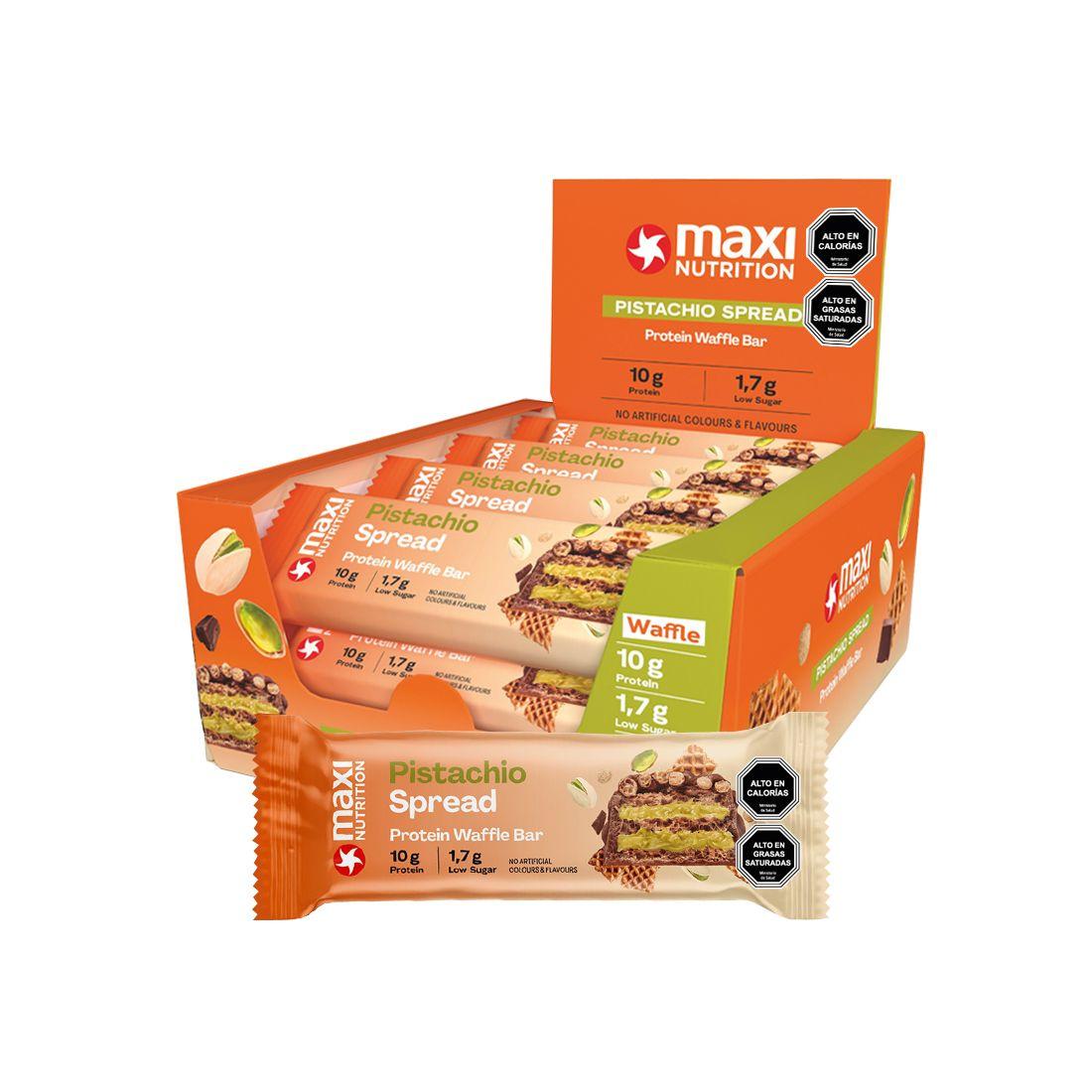Caja Waffle Bar 12 Unid Pistachio Spread - Maxi Nutrition-0