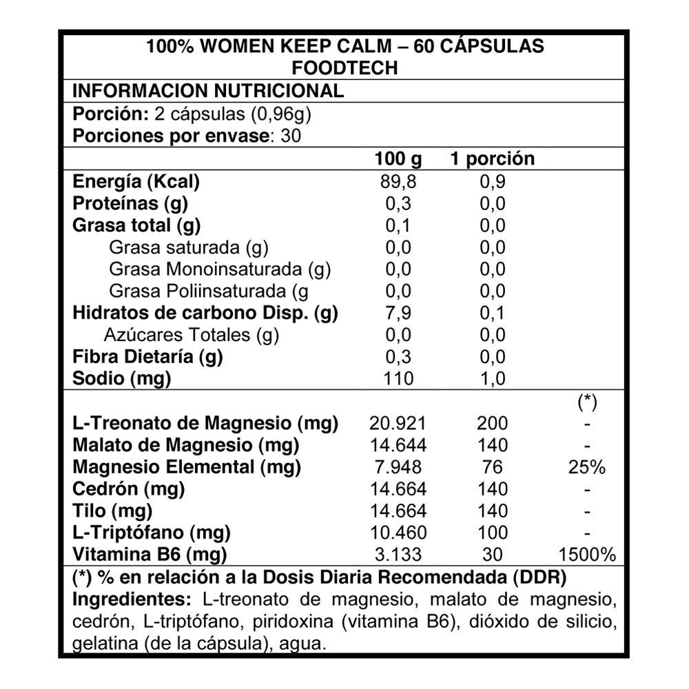100% Women Keep Calm 60 caps - Foodtech-1